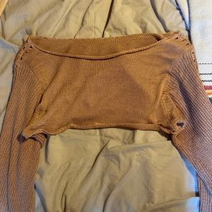 adorable off the shoulder cropped long sleeve